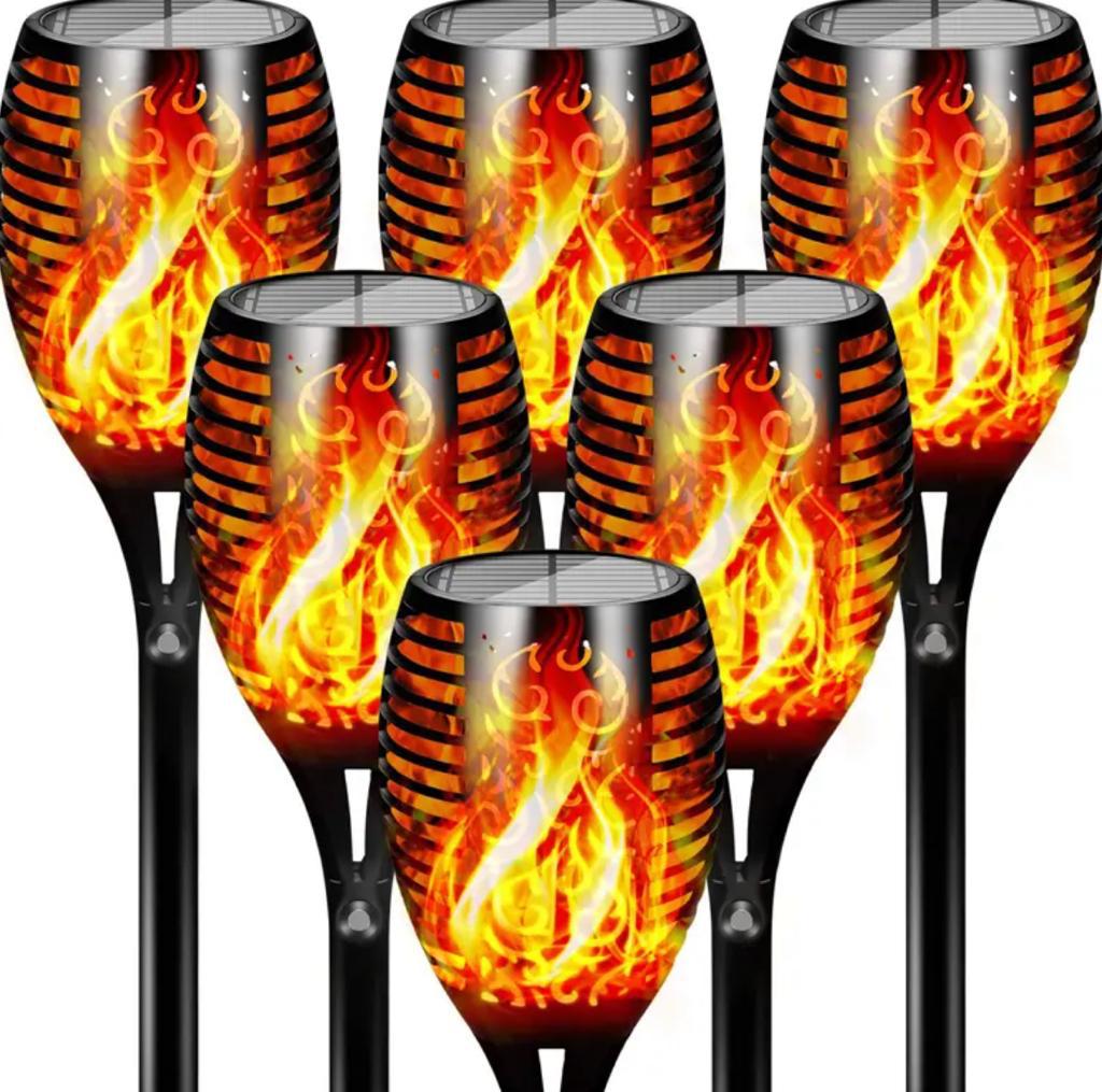 SET 8 X LAMPA TIP TORTA, EFECT FLACARA, CU INCARCARE SOLARA