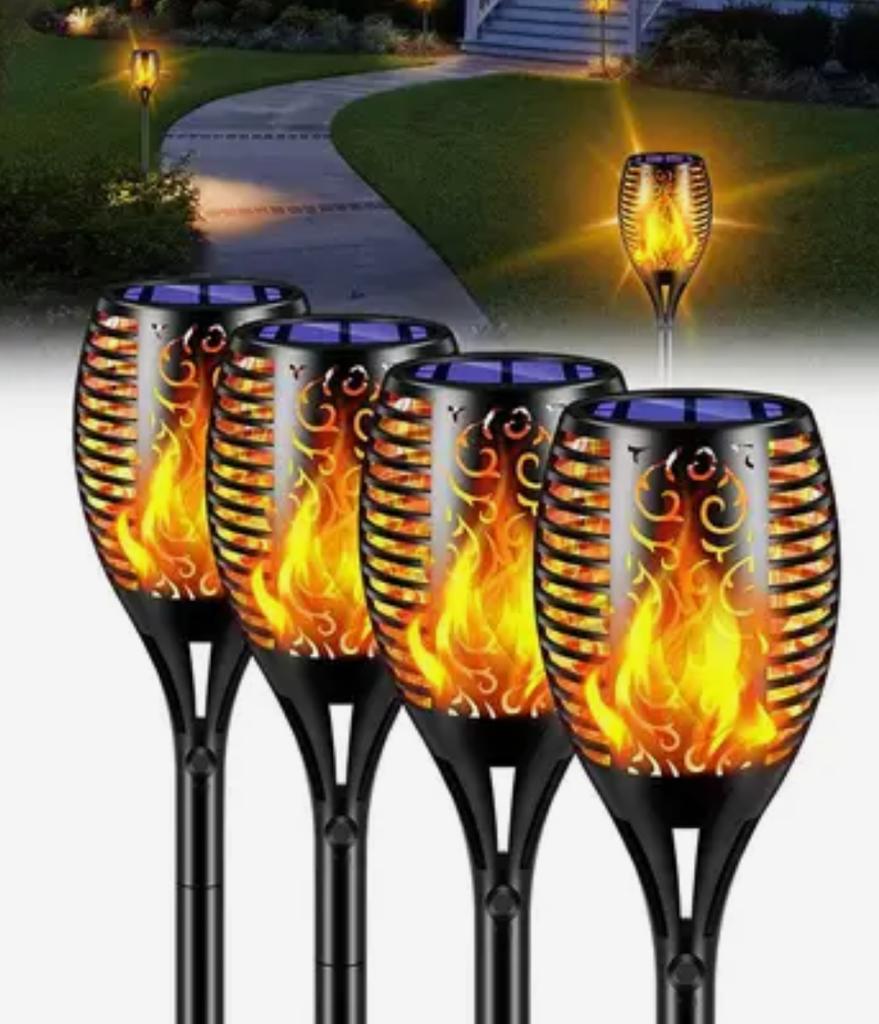 SET 8 X LAMPA TIP TORTA, EFECT FLACARA, CU INCARCARE SOLARA