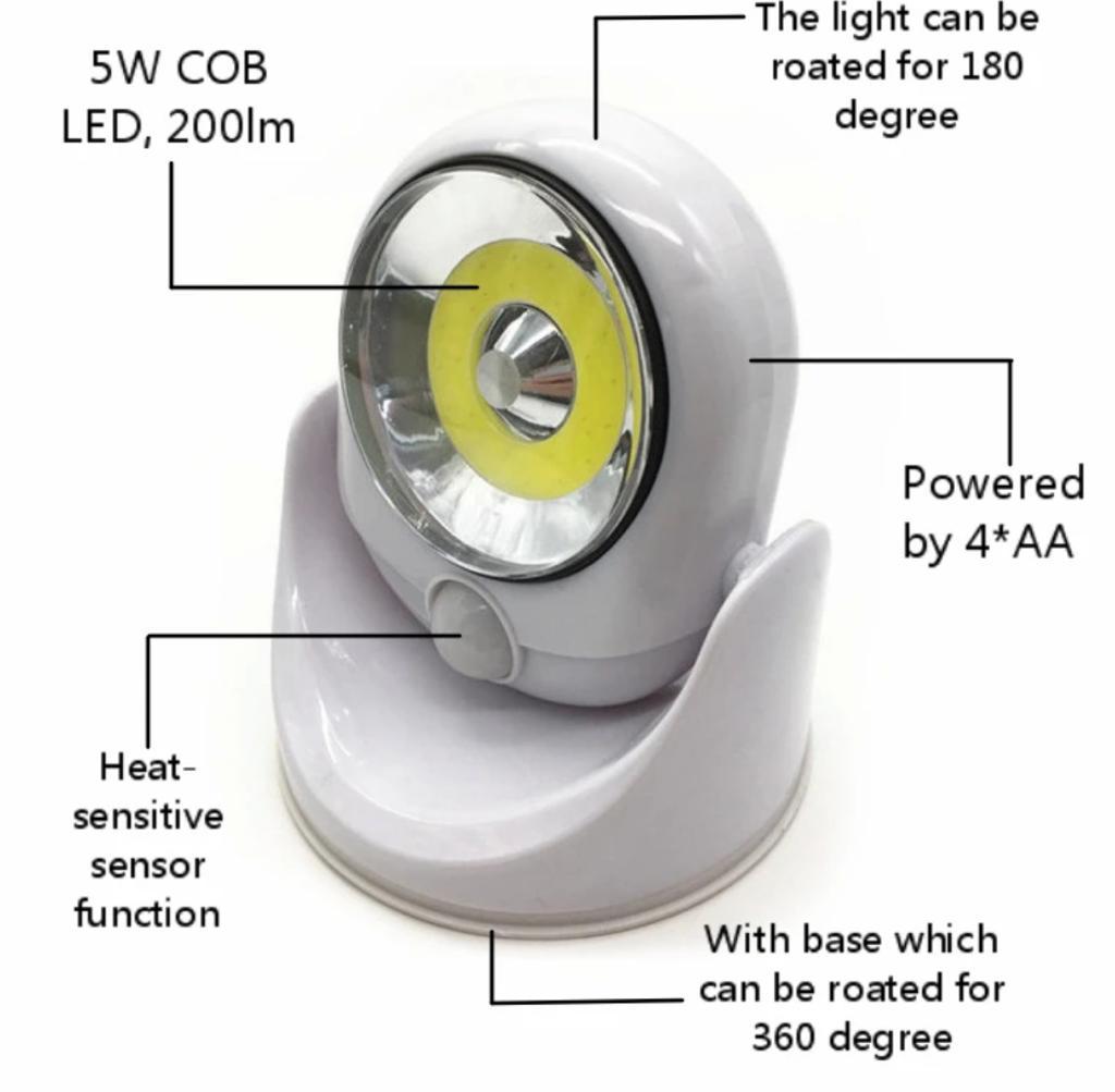 LAMPA LED CU SENZOR MISCARE, ROTIRE 360 GRADE