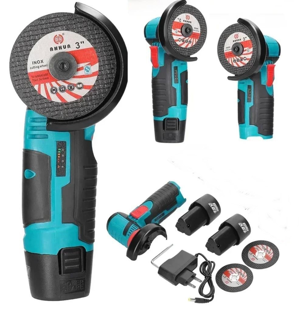 MINI POLIZOR UNGHIULAR ELECTRIC CU 2 ACUMULATORI, FLEX PORTABIL, 12V, DISC 76 MM