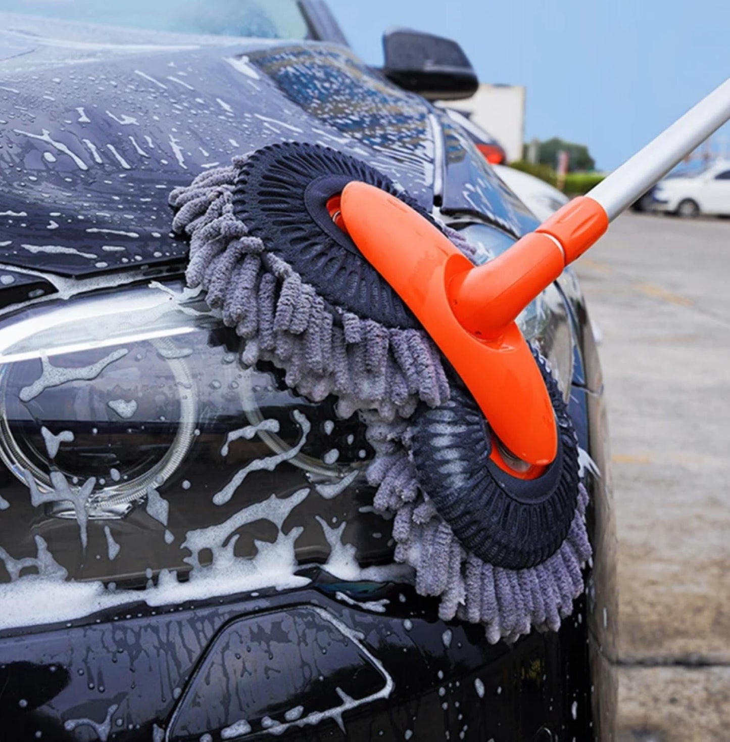 MOP CU MICROFIBRA PENTRU SPALAT AUTO, MANER TELESCOPIC