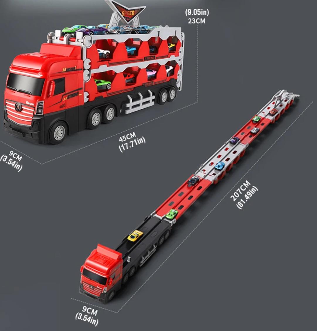 SET CAMION TRAILER PENTRU TRANSPORT MASINUTE + 6 MASINUTE