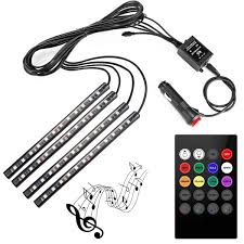 KIT LUMINI AMBIENTALE AUTO INTERIOR 4 BENZI LED RGB CU TELECOMANDA