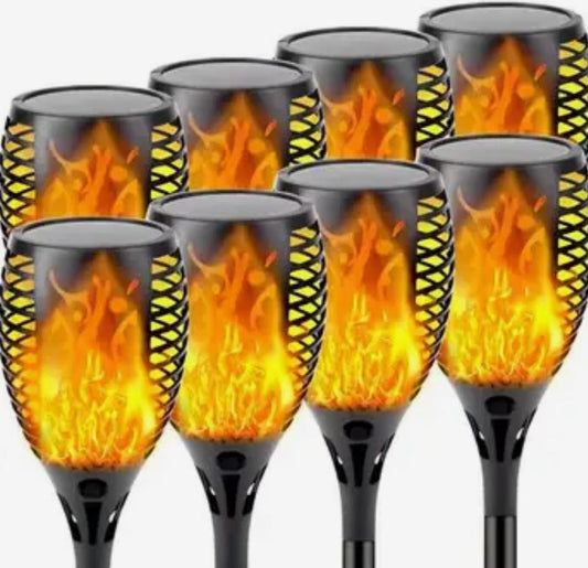 SET 8 X LAMPA TIP TORTA, EFECT FLACARA, CU INCARCARE SOLARA