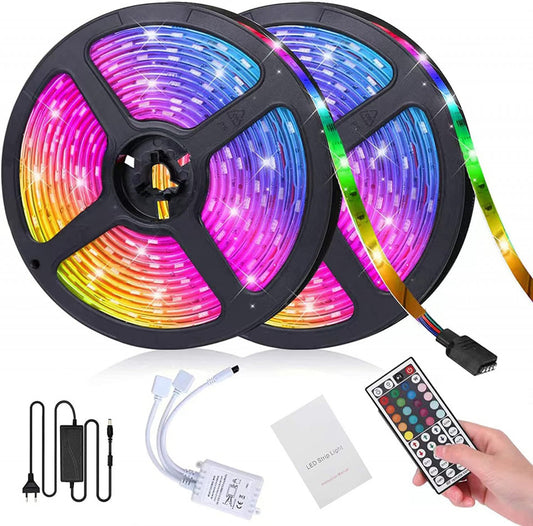 2X BANDA LED MULTICOLORA 5M, CU TELECOMANDA, 2x 5m